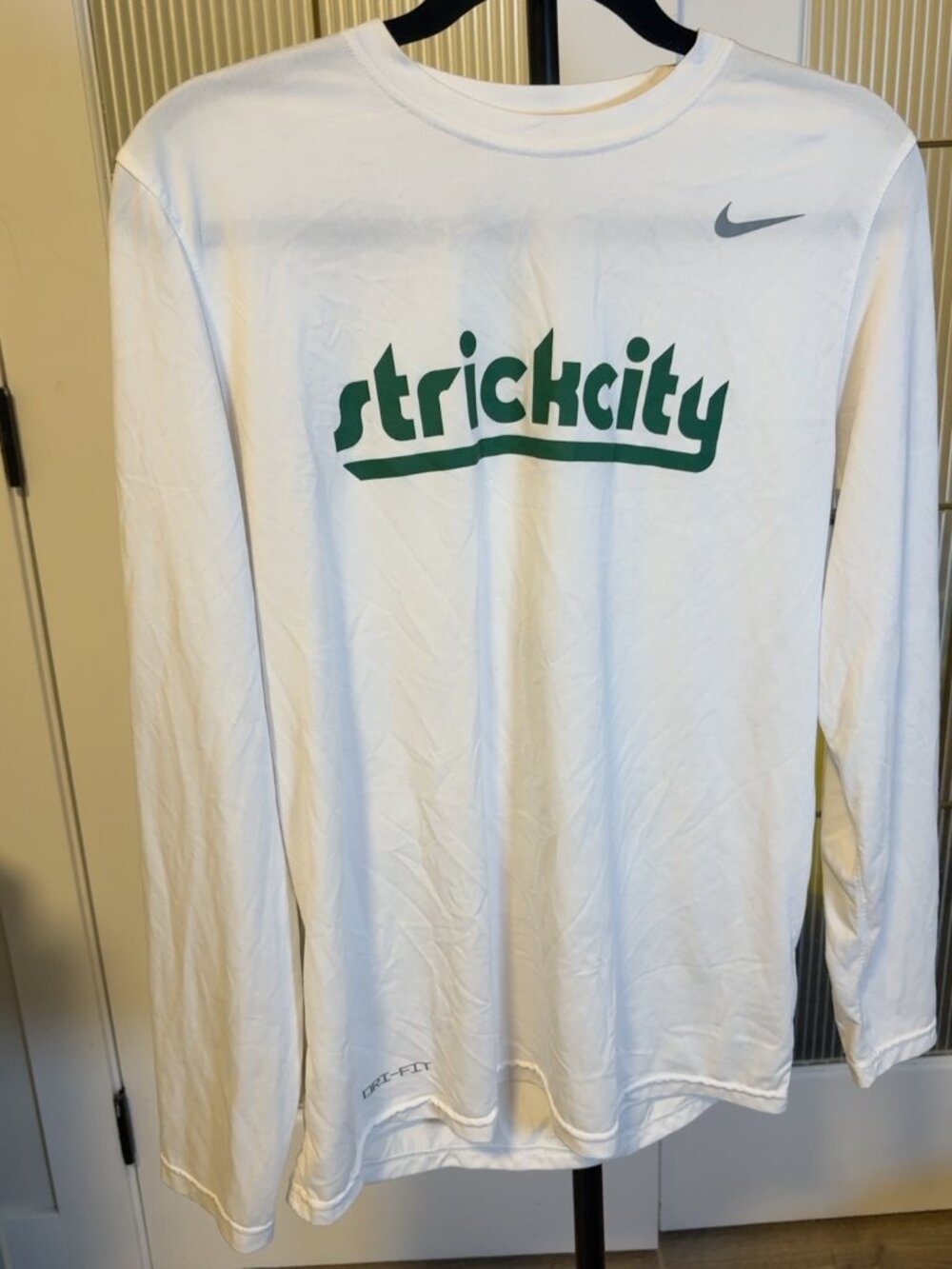 Nike Dri-FIT Strickcity #11 Long Sleeve Athletic Jersey White Green